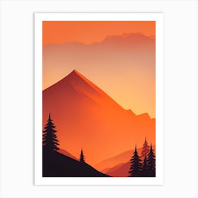 Misty Mountains Vertical Composition In Orange Tone 130 Art Print
