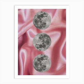 Satin Three Moon Collage Art Print