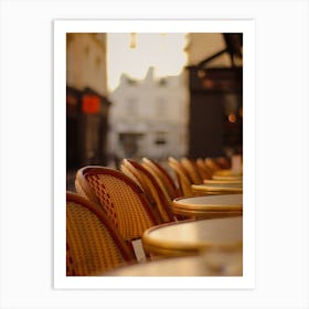 Paris Bistro Chairs Golden Light Art Print