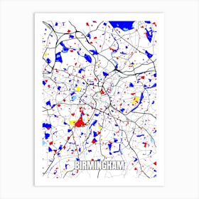 Map of Birmingham, UK Mondrian Style Art Print