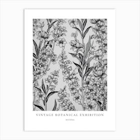 Wisteria B&W Vintage Botanical Poster Art Print