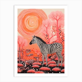 Zebra With The Trees Pink 3 Art Print