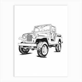 Jeep Wrangler Line Drawing 23 Art Print