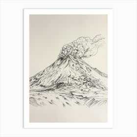 Mount Etna Italy Line Drawing 1 Art Print