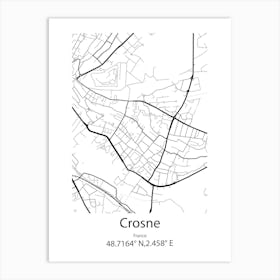 Crosne,France Minimalist Map Art Print