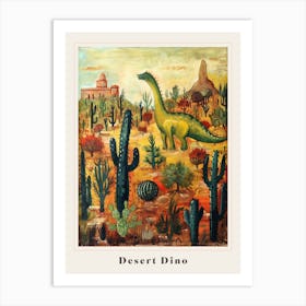 Abstract Dinosaur In The Desert Painting 4 Poster Art Print