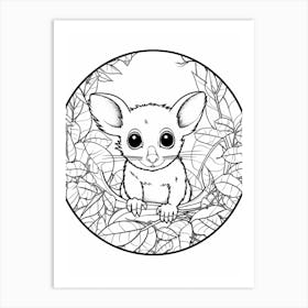 Line Art Jungle Animal Tarsier 2 Art Print