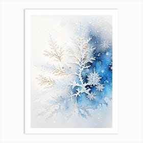 Stellar Dendrites, Snowflakes, Storybook Watercolours 3 Art Print