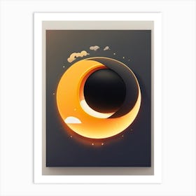 Solar Eclipse Kawaii Kids Space Art Print