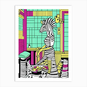 Zebra In The Kitchen Art Print