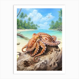 Coconut Octopus Illustration 4 Art Print