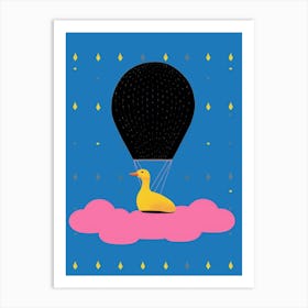 Abstract Geometric Duckling With A Hot Air Balloon 2 Art Print