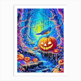 Jack O Lantern In The Forest Art Print