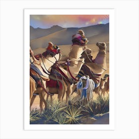 Camels In The Desert 7 Art Print