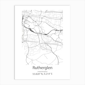 Rutherglen,United Kingdom Minimalist Map Poster