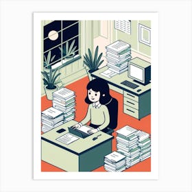 Office Worker At Desk Art Print