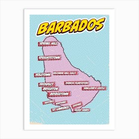 Pop Art Map Of Barbados Art Print