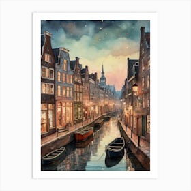 Canal Belt Amsterdam Vintage Painting (18) Art Print