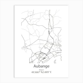 Aubange,Belgium Minimalist Map Art Print