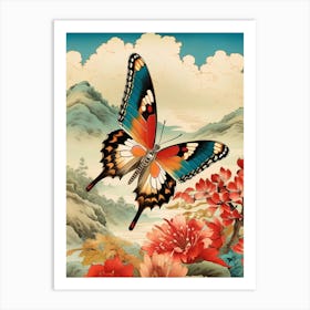 Butterfly And Flowers Art Print