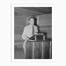 Mr Leatherman, Homesteader From Texas, Leading The Singing At Church Services, Pie Town, New Mexico By Art Print