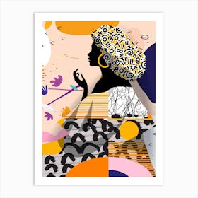 African Woman Colorful Art Print