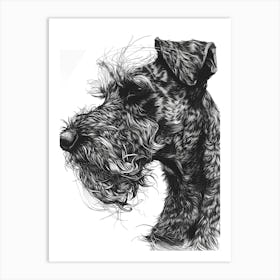 Irish Wolfhound Terrier Dog Line Sketch 1 Art Print