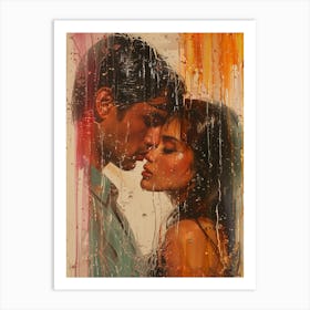 Kissing In The Rain Art Print