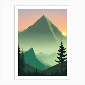 Misty Mountains Vertical Background In Green Tone 12 Art Print