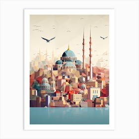 Istanbul, Turkey, Geometric Illustration 3 Art Print