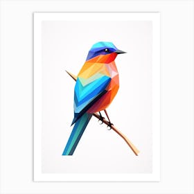 Colourful Geometric Bird Bluebird 1 Art Print