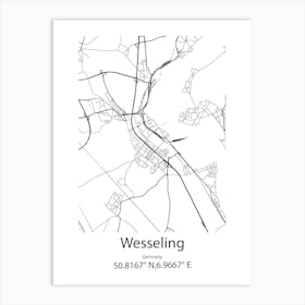 Wesseling,Germany Minimalist Map Art Print