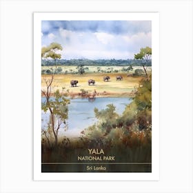 Yala National Park Sri Lanka Watercolour 3 Art Print