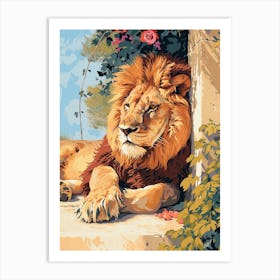 Barbary Lion Acrylic Painting 2 Art Print