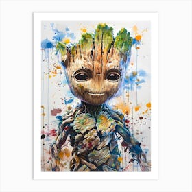 Groot From Guardians Of The Galaxy Watercolor Art Print