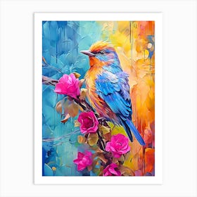 Bird On Flower Branch Art Print