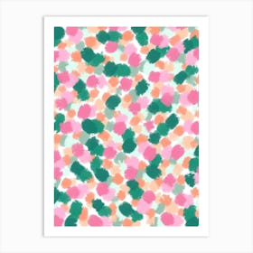 Pink And Green Splatters Art Print