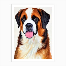 St Bernard 2 Watercolour Dog Art Print