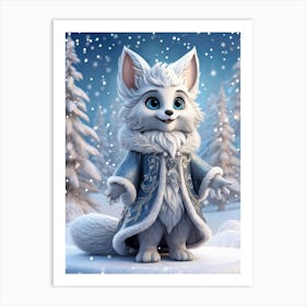 A Bubo The Silver Fox Like Creature From Old European Folklore Strikes A Festive Pose In The Middl (2) Art Print