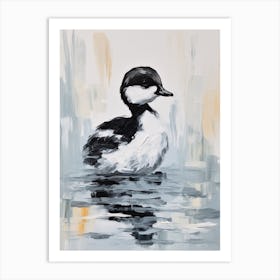 Abstract Grey Gouache Painting Of A Duckling 2 Art Print