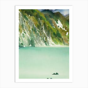 Fiordland National Park New Zealand Water Colour Poster Art Print