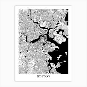 Boston Massachusetts White Black Art Print