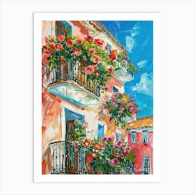 Balcony View Painting In Malaga 1 Art Print