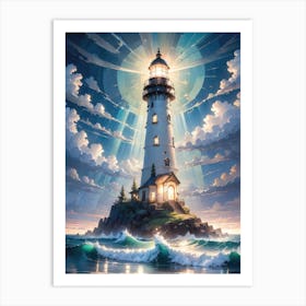 A Lighthouse In The Middle Of The Ocean 68 Art Print