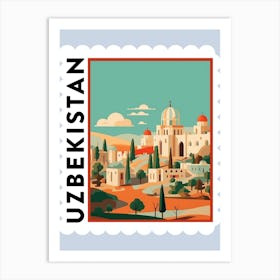 Uzbekistan Travel Stamp Poster Art Print