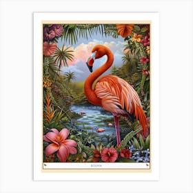 Greater Flamingo Bolivia Tropical Illustration 5 Poster Art Print