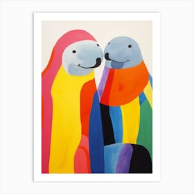 Colourful Kids Animal Art Elephant Seal Art Print