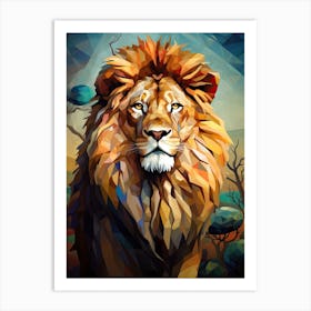 Lion Art Painting Cubistic Style 3 Art Print