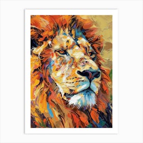 Masai Lion Portrait Close Up Fauvist Painting 2 Art Print