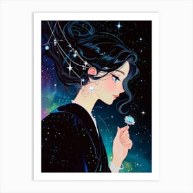 Anime Girl In Space 1 Art Print